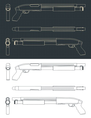 Shotgun Blueprints & Sketches Vector Image