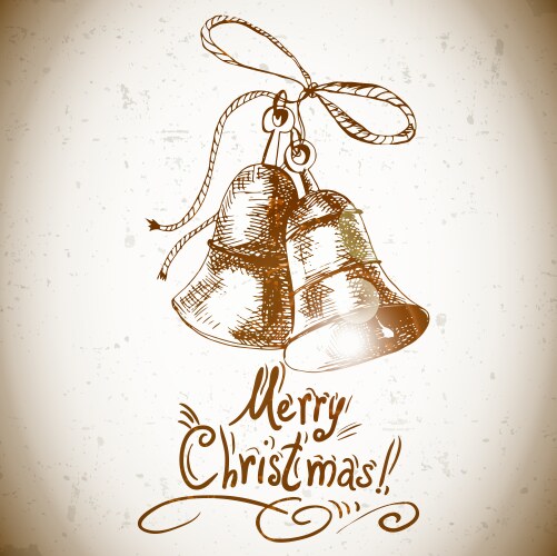 Retro Christmas Bell Sketch Vector Image