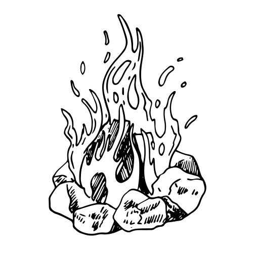 Bonfire icon campfire sketch line art drawing Vector Image