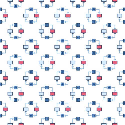 Ai computers connected with arrows artificial vector image