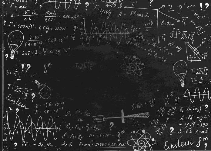 Chalkboard With Science Physics Formulas Vector Image