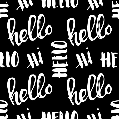 Seamless handwritten lettering hello pattern vector image