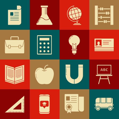 Set school bus chalkboard identification badge Vector Image