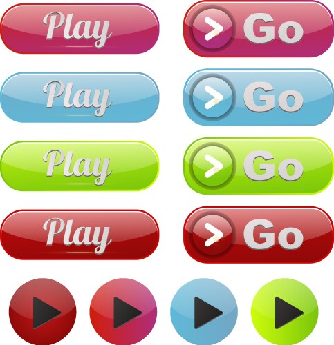 Ui interface button play media internet website vector image