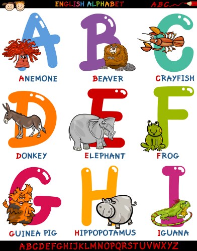 Colorful Alphabet Animals Vector Image