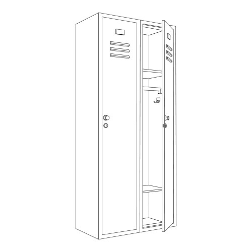 Lockers with one open door outline drawing Vector Image