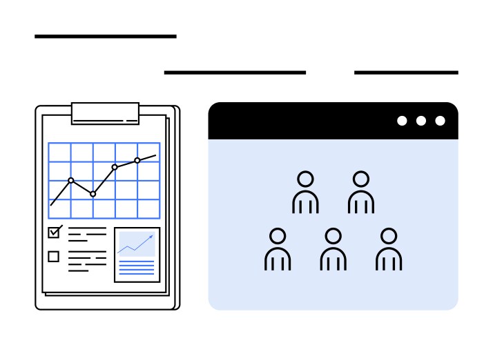 Data analytics chart on clipboard paired with user vector image