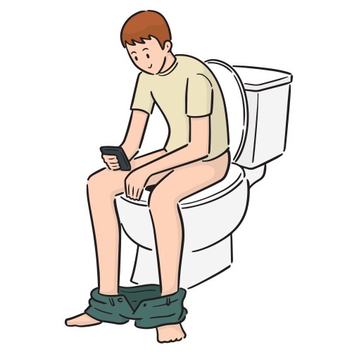 man using flush toilet vector image