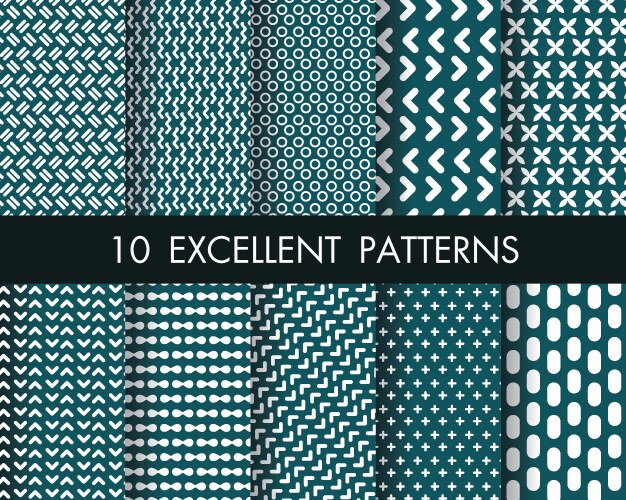 set 10 perfect patternsmodern hand drawn vector image