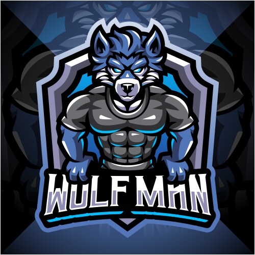 Wild wolf head esport mascot logo design Vector Image