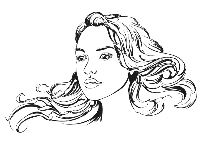 Beautiful woman face hand drawn Vector Image