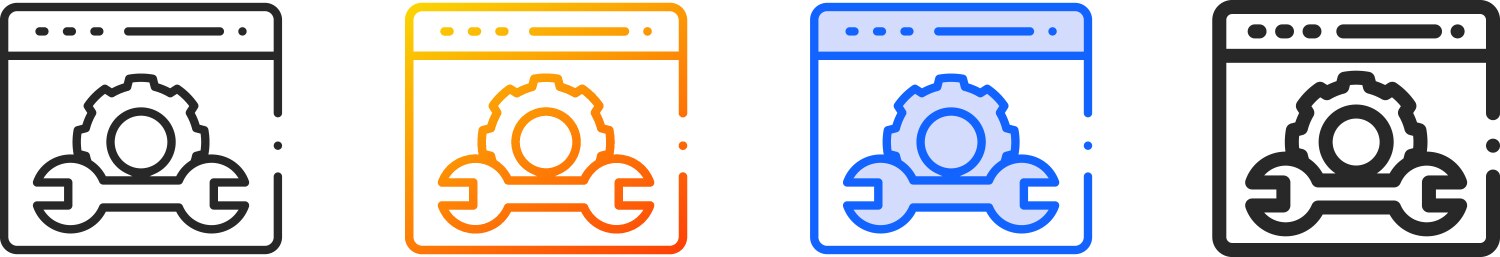Browser iconthin linear gradient blue stroke vector image
