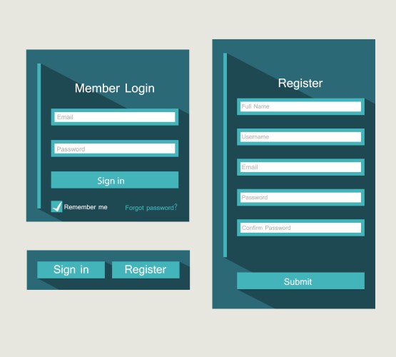 Modern registration and login form Royalty Free Vector Image
