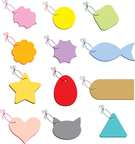 Multicolored labels on a string vector image