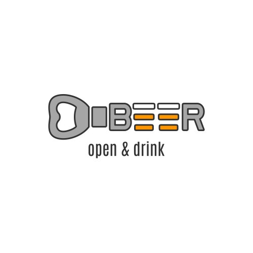 Beer logo with opener design on white vector image