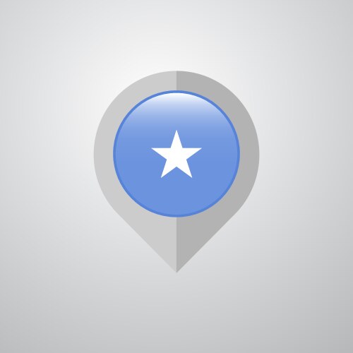 Map navigation pointer with somalia flag design vector image
