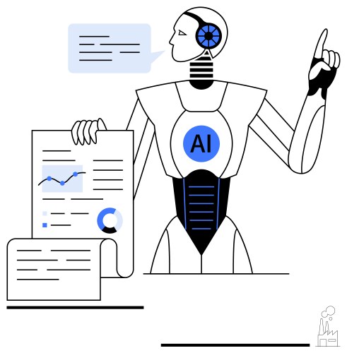 Ai-powered robot presenting data insights vector image