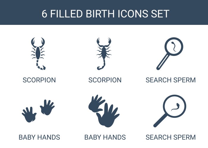 7 birth icons Royalty Free Vector Image - VectorStock