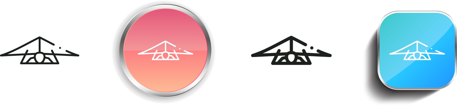 Glider icon thin linear regular and button style vector image