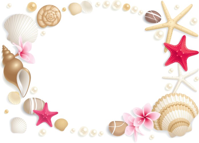 Seashell sand background poster Royalty Free Vector Image