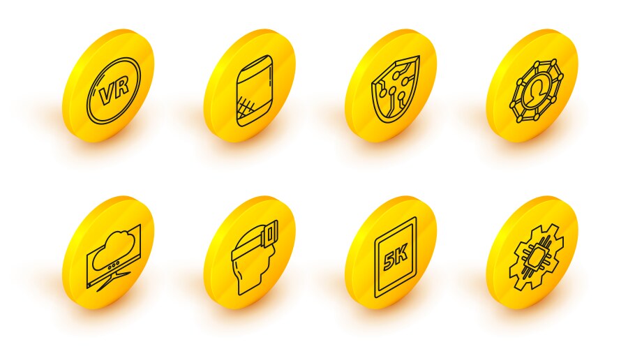 Set line processor tablet with text 5k virtual vector image