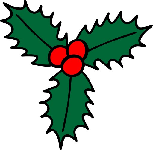 Three holly leaves with red berries christmas Vector Image
