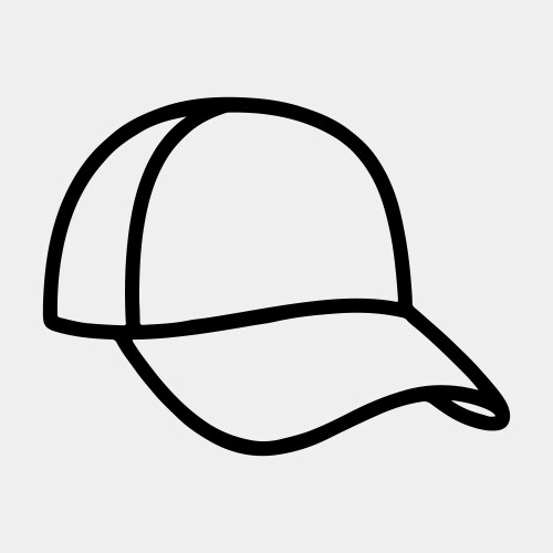 Simple black line drawing of a baseball cap Vector Image