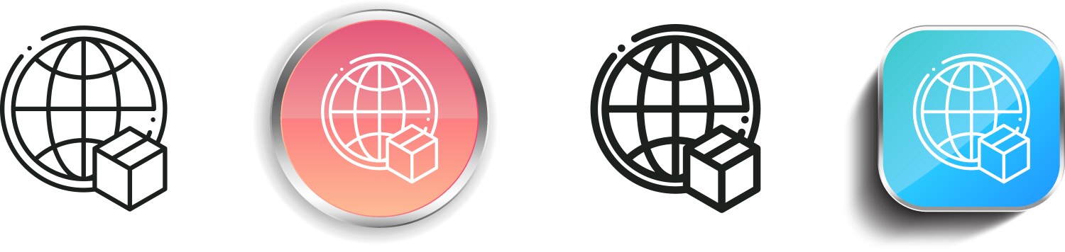 Global icon thin linear regular and button style vector image