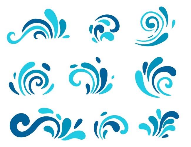 Silhouette waves set Royalty Free Vector Image