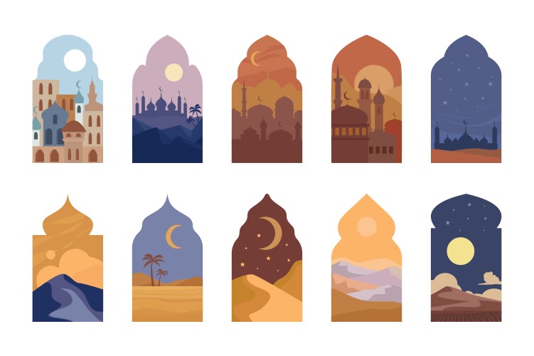 Arab window door pattern arabian islamic Vector Image