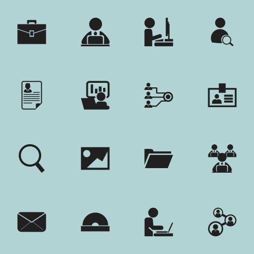 Set of 16 editable company icons includes symbols Vector Image
