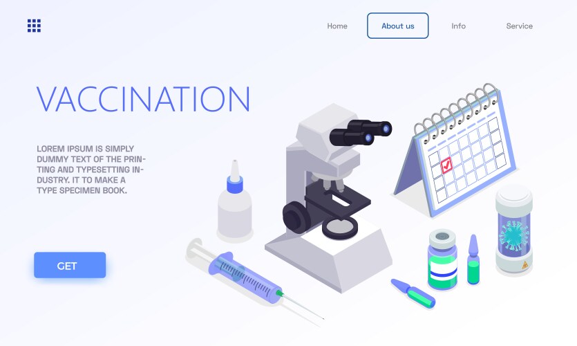 vaccination isometric landing page vector image