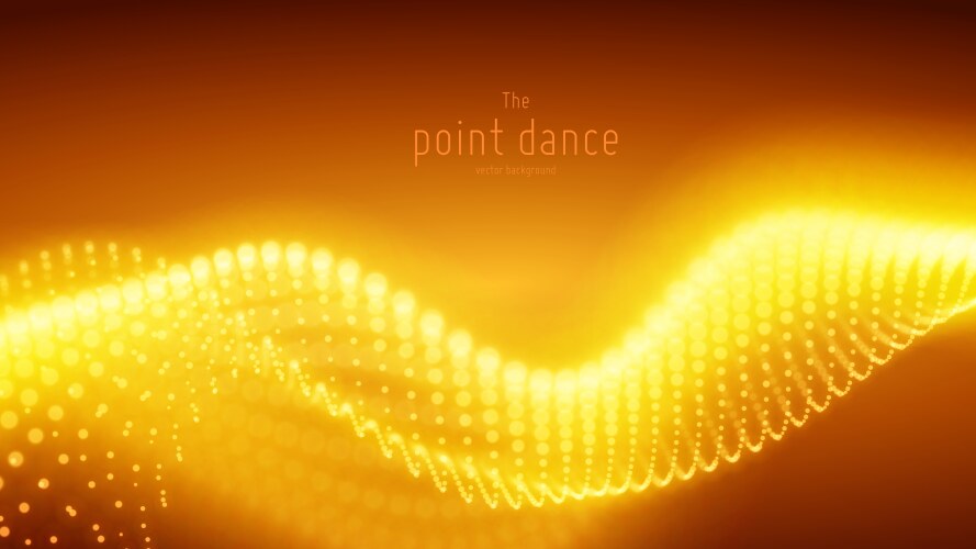 Abstract golden particle wave points array vector image