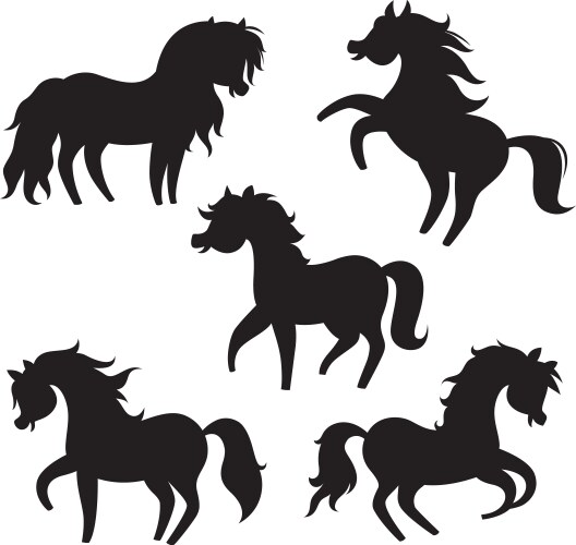 Cartoon horses silhouettes on white background Vector Image
