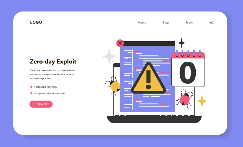 Zero-day exploit web banner or landing page vector image