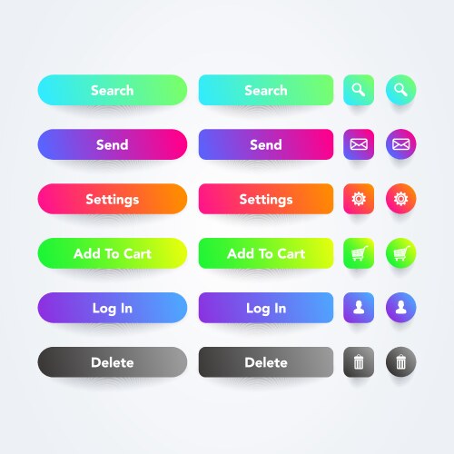 Colorful web app buttons with symbols and text vector image