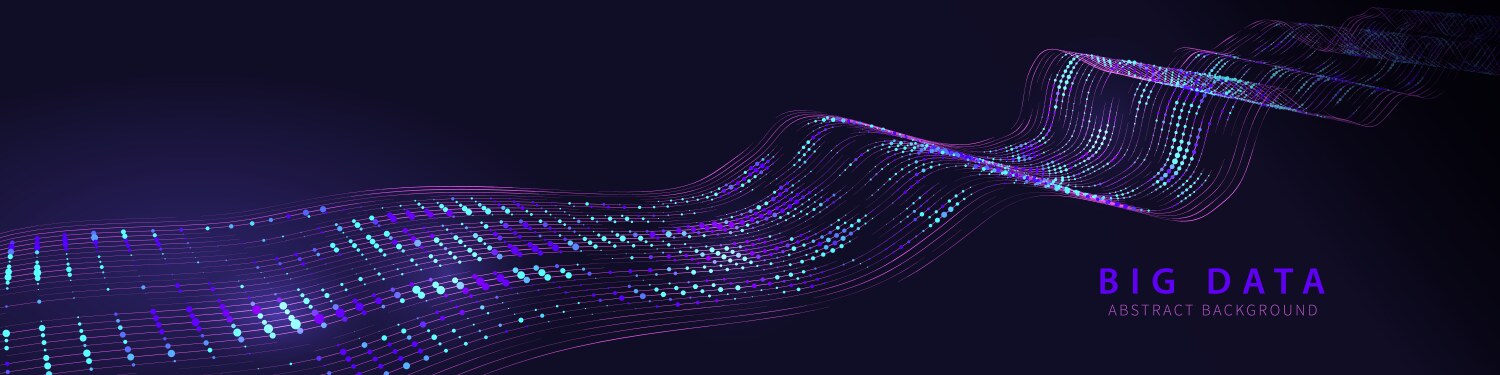 Dots big data on wavy way flow quantum computing vector image