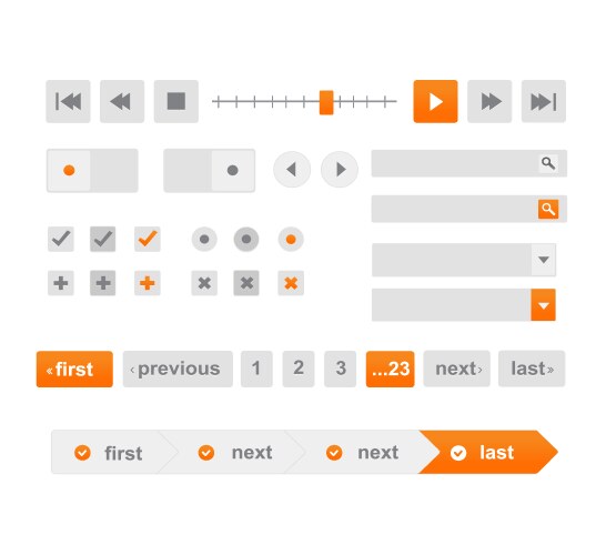Flat web and mobile design elements buttons vector image