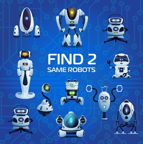 robots and droids find two same game riddle vector image