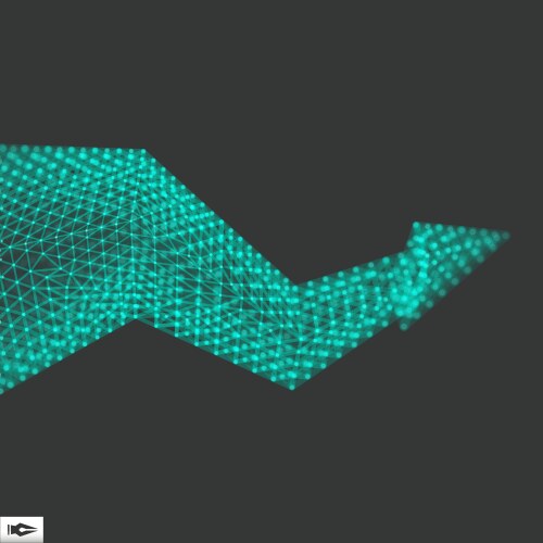 Arrow glowing grid connection structure 3d vektorbild