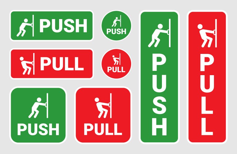 push pull door sign collection vector