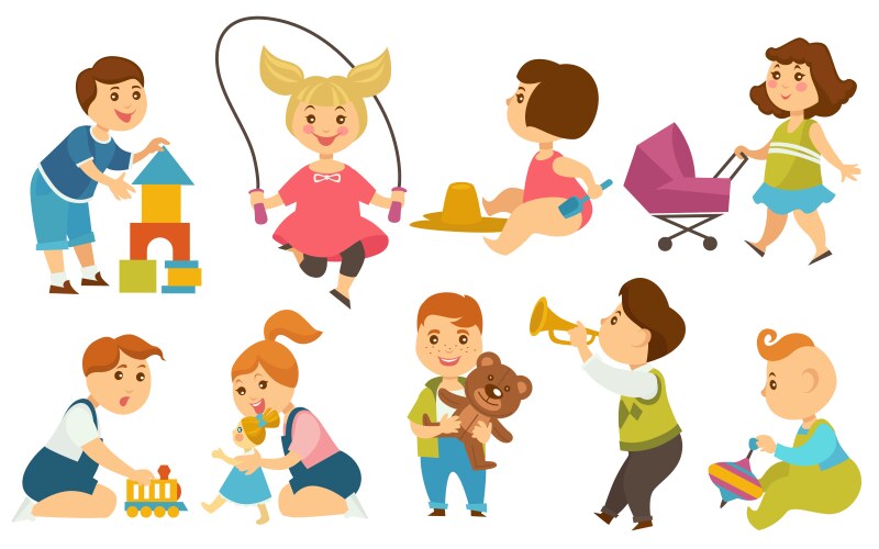 Kids Playing in Park Cartoon Black and White Vector Images (over 2,000)