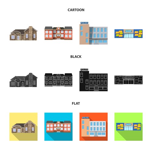 Building Front Icon Set - Architecture vector image