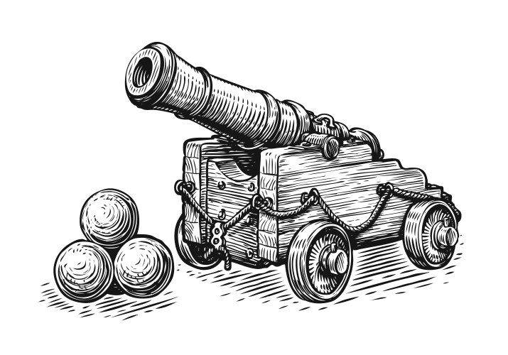 Pirate Ship Cannon Sketch Vector Image