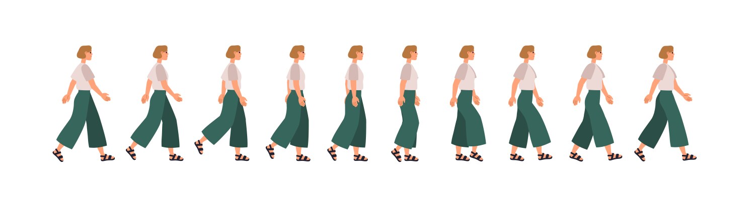 walk sequence animation woman in motion full vector image