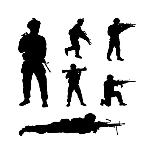 American Soldiers Silhouettes Vector Image