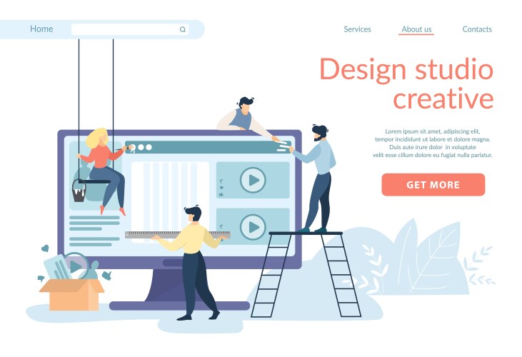 Designers creating site interface ui ux develop vector image