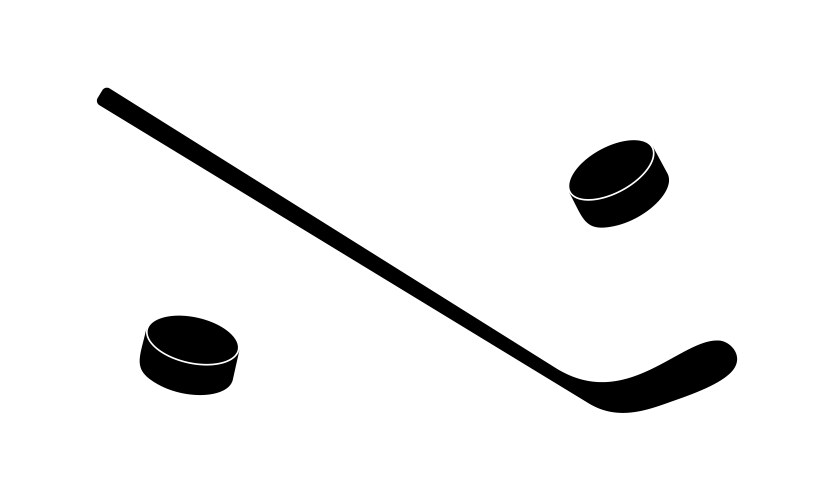 Black hockey puck and stick icon game equipment vector image