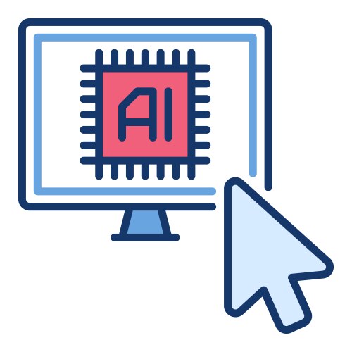 Ai computer and mouse cursor artificial vector image