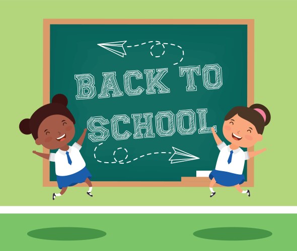 Back to school card with interracial students Vector Image